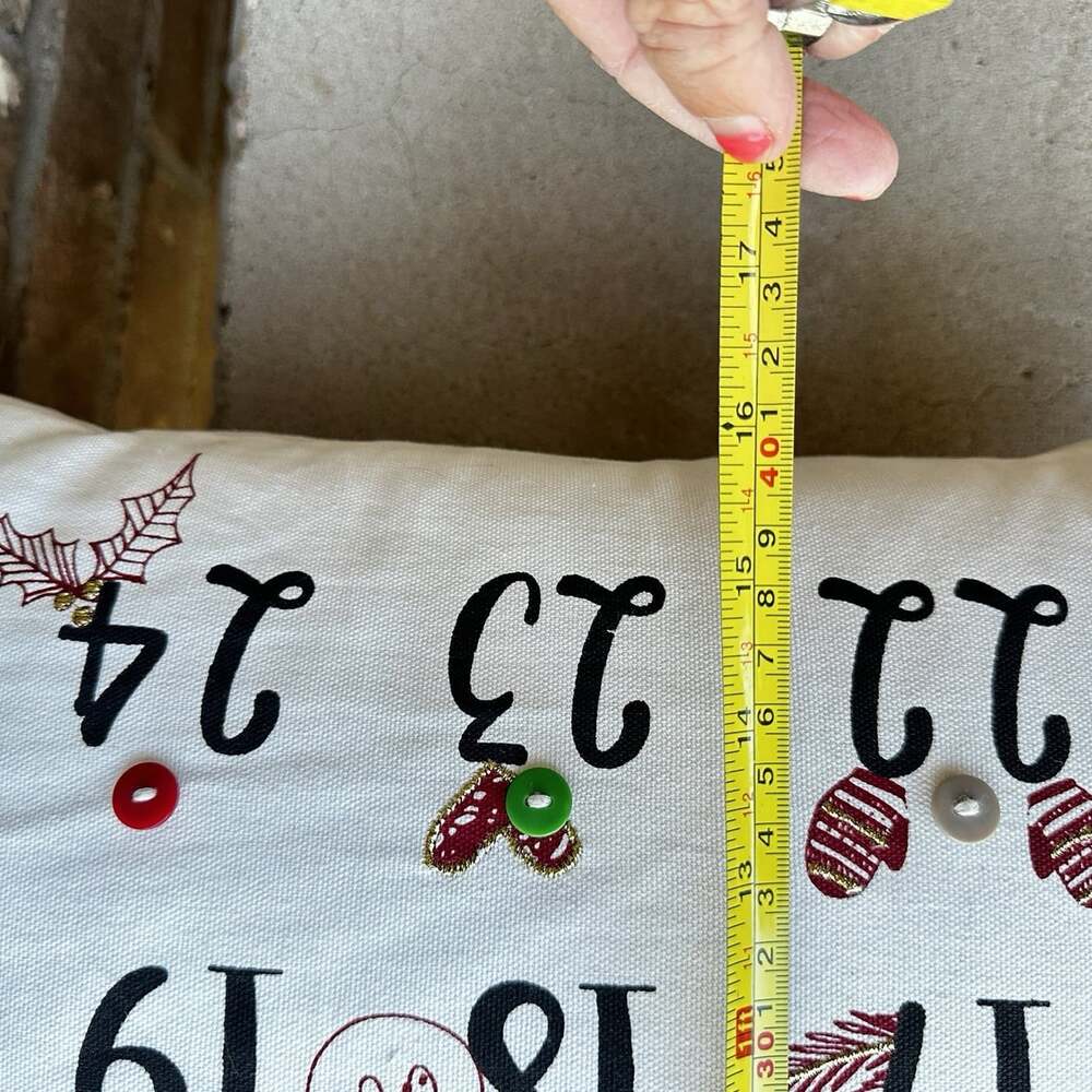Christmas Square Advent Calendar Throw Pillow 18"x18" Button Detail Countdown - Picture 7 of 7